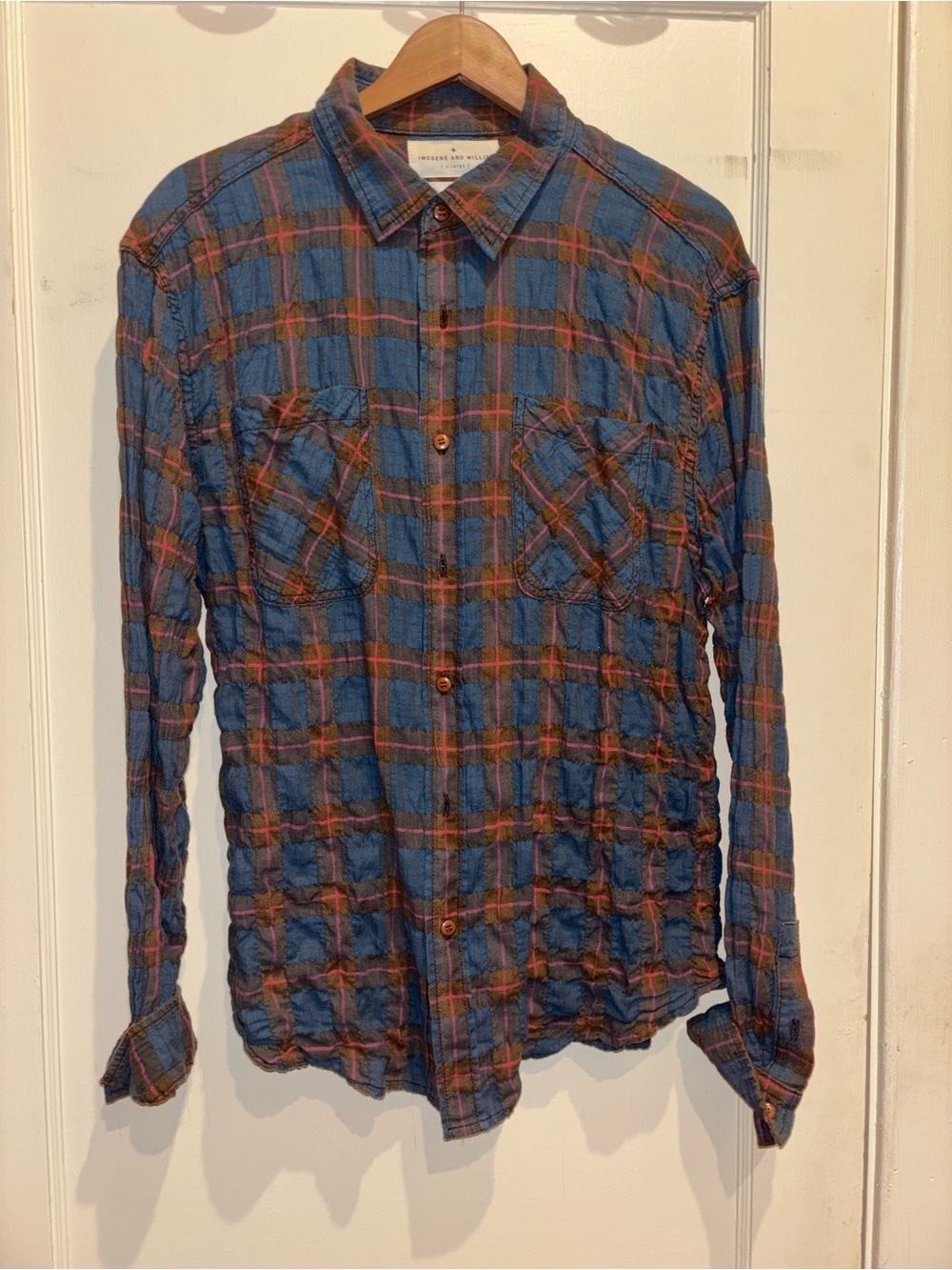 imogene + willie Earl Blue and Brown Plaid Button-Down Shirt
